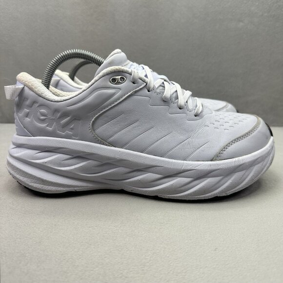 Womens Size 9.5 Hoka One One Bondi SR Work Shoes White Leather Work Non-Slip nby - Picture 1 of 8